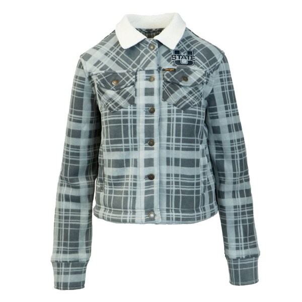 Women's Plaid Jacket Wrangler Polar-Fleece Charcoal